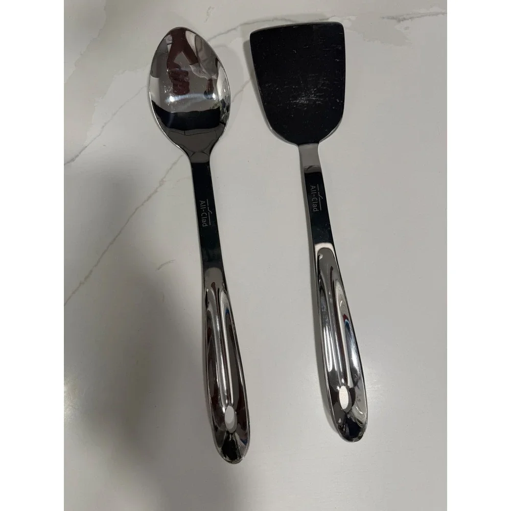 All-Clad Stainless Steel Kitchen Tool Set Basting Spoon and Square Turner 2pc